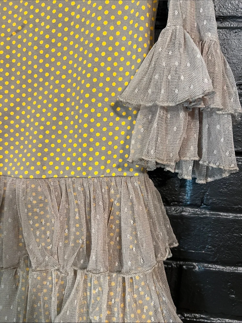 Matilda Jane Yellow and Beige Polka Dot Ruffle  Set